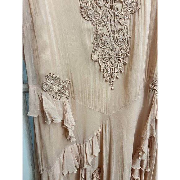 Together Peach Boho Maxi Dress Size 16 Tiered Ruffle  Flowy Floral Downton.   Z - Picture 4 of 8